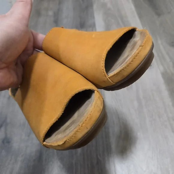 El Naturalista Mustard Leather Slingback Platform Comfort Sandals Boho - Picture 4 of 12